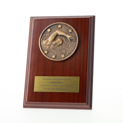 Spartan Swimming Walnut Plaque 150mm