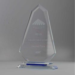 Crystal Arrowhead on Blue Plinth 180mm