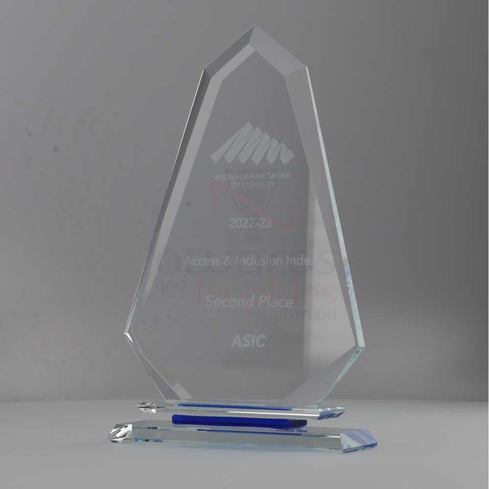 Crystal Arrowhead on Blue Plinth 180mm