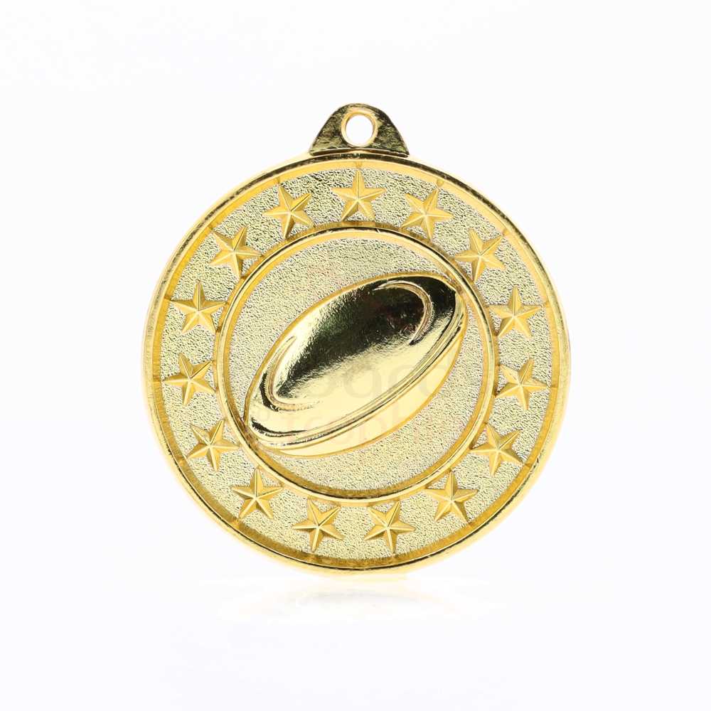 Rugby Starry Medal Gold 50mm