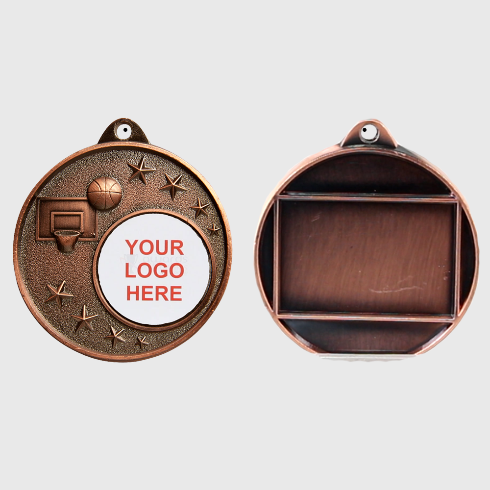 Basketball Logo Starry Medal Bronze 50mm