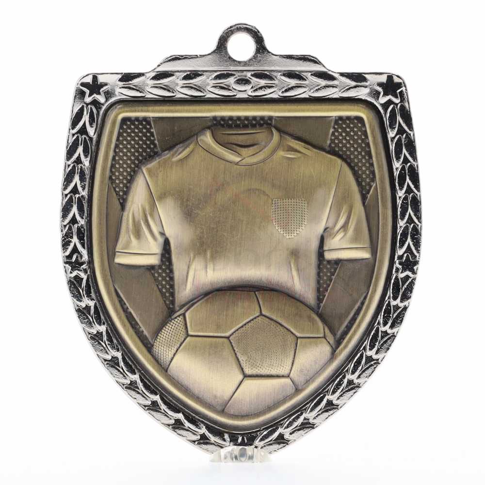 Soccer Shield Medal 80mm - Silver 