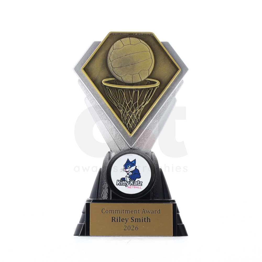 Diamond Trophy 150mm - Netball Gold