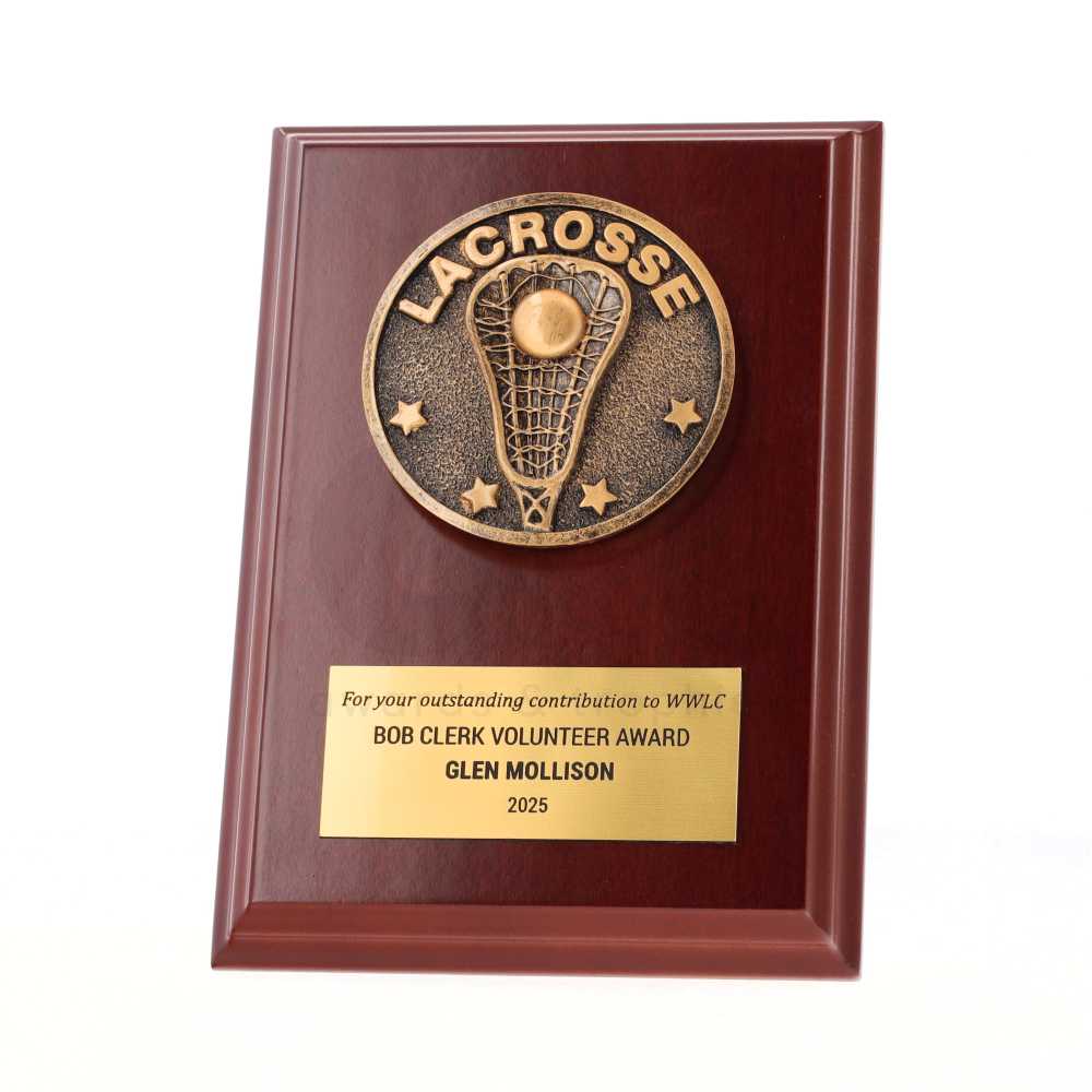 Spartan Lacrosse Walnut Plaque 150mm