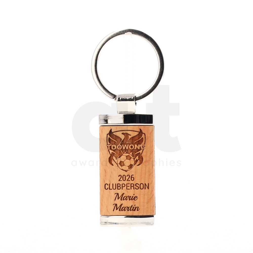 Beech & Chrome Keychain