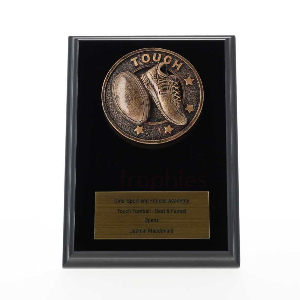 Spartan Touch Football Black Plaque 150mm