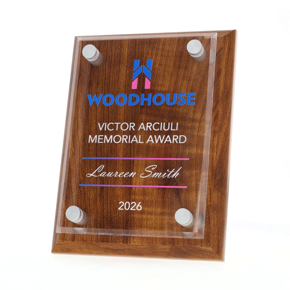 Woodgrain & Acrylic Plaque 200mm
