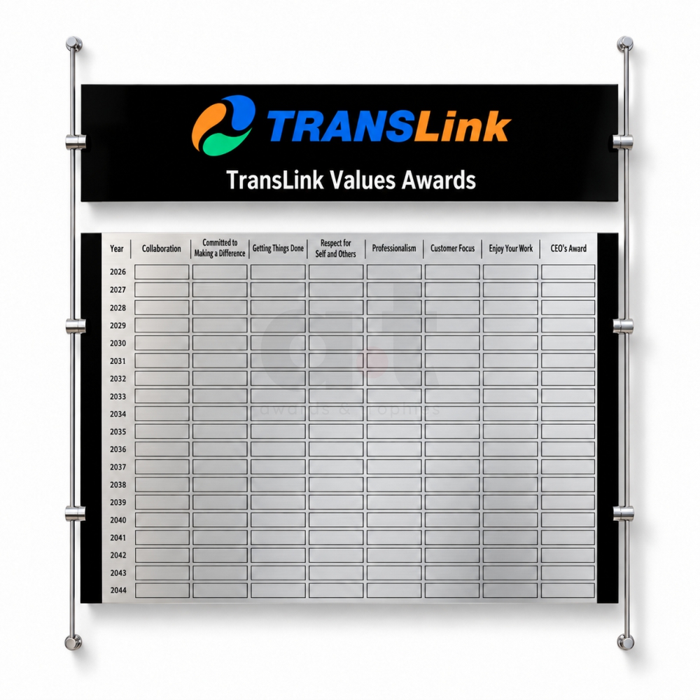Ultra Acrylic & Chrome Honour Board 1000x1000mm