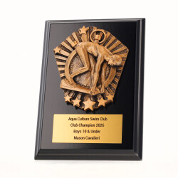 Cosmos Male Swimmer Black Plaque 150mm