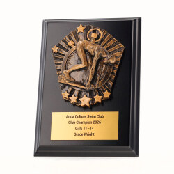 Cosmos Female Swimmer Black Plaque 150mm